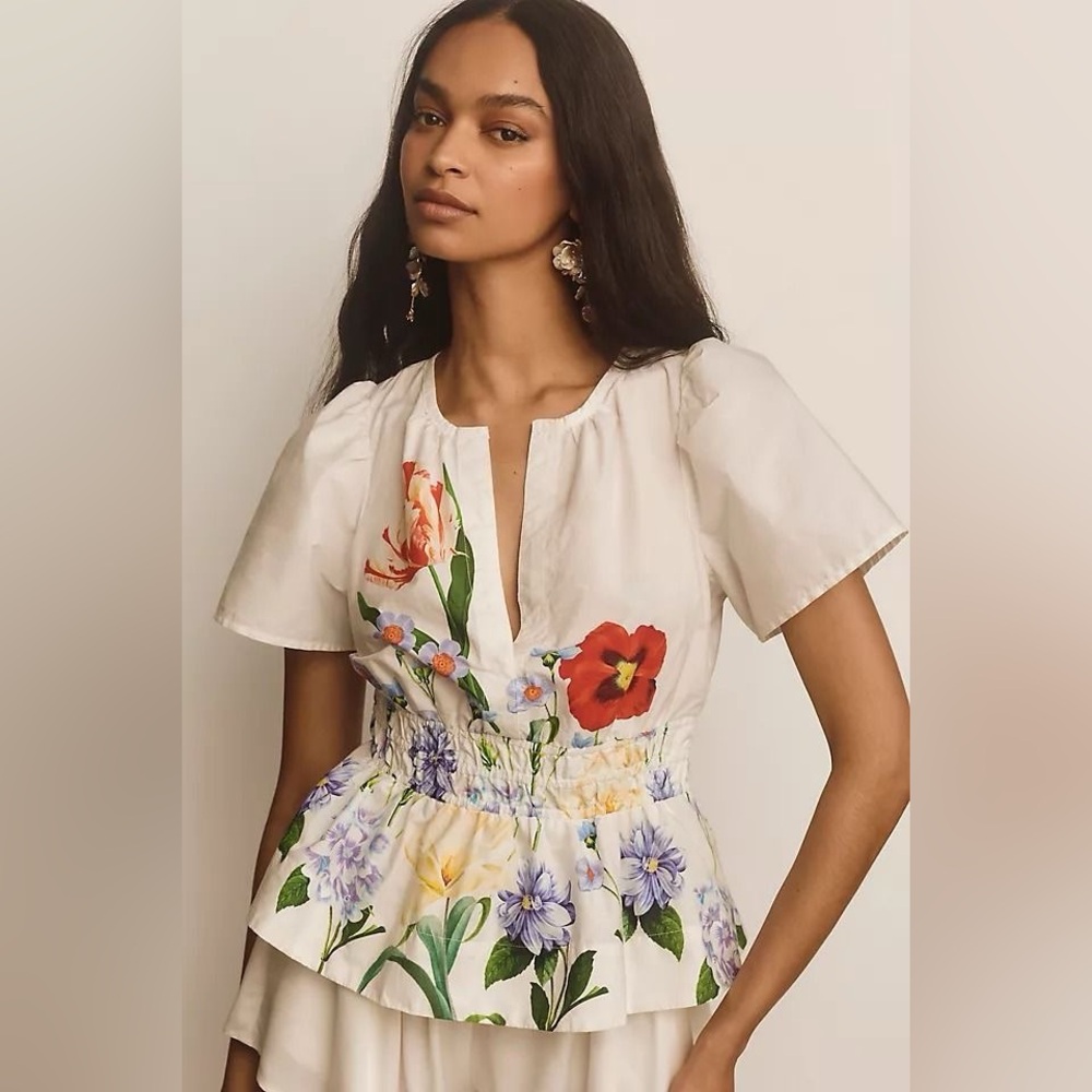 Anthropologie Somerset Collection Peplum Poppy Top🌺🌺🌺🌺🌺🌺